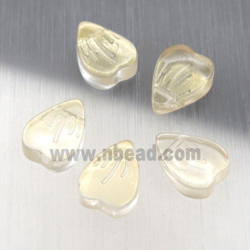 crystal glass heart beads, yellow