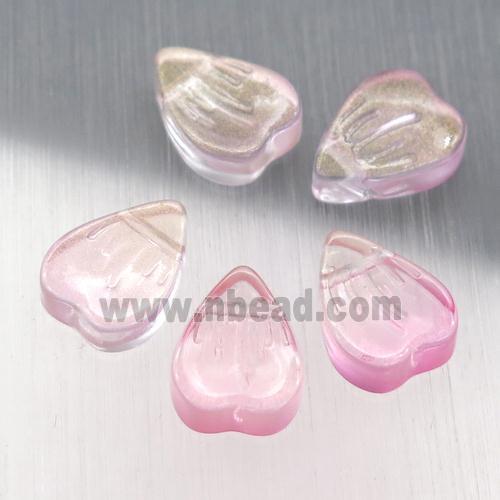 pink crystal glass heart beads