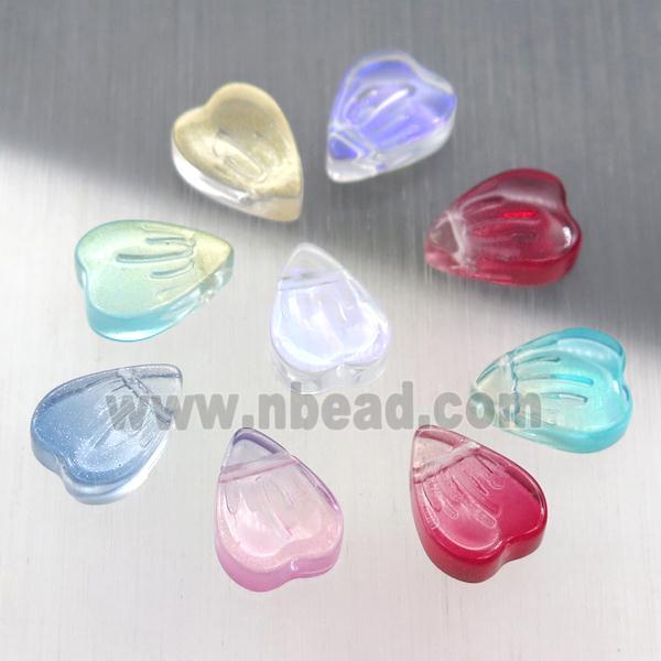 crystal glass heart beads, mixed color