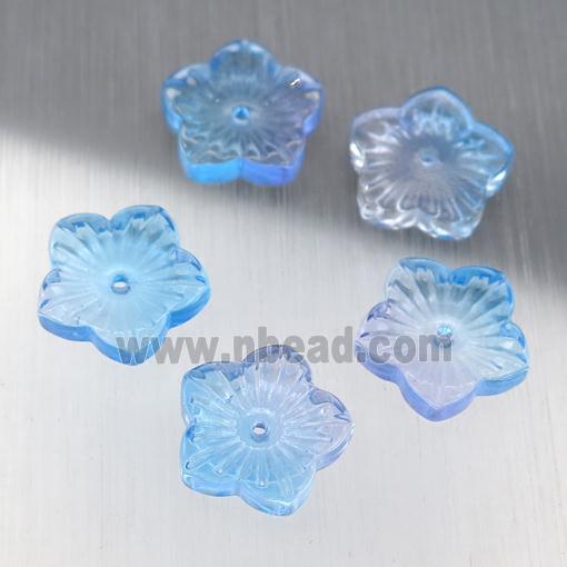 blue crystal glass flower beads