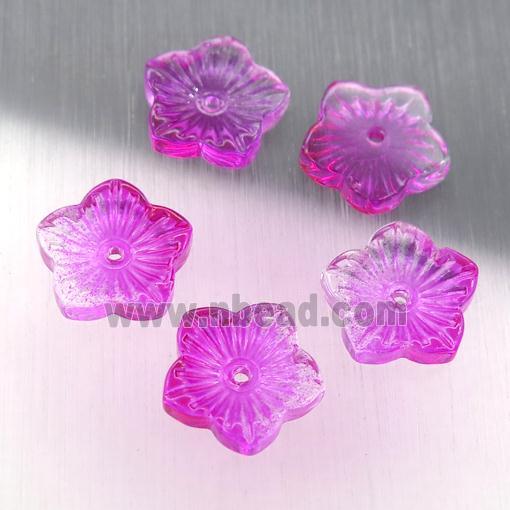 dp.hotpink crystal glass flower beads