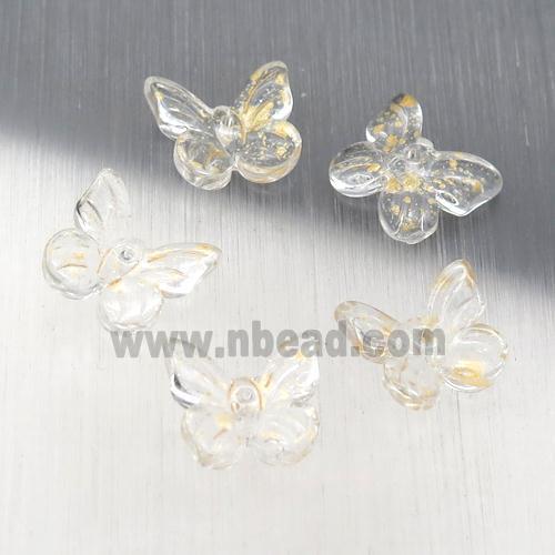 crystal glass butterfly beads, gold