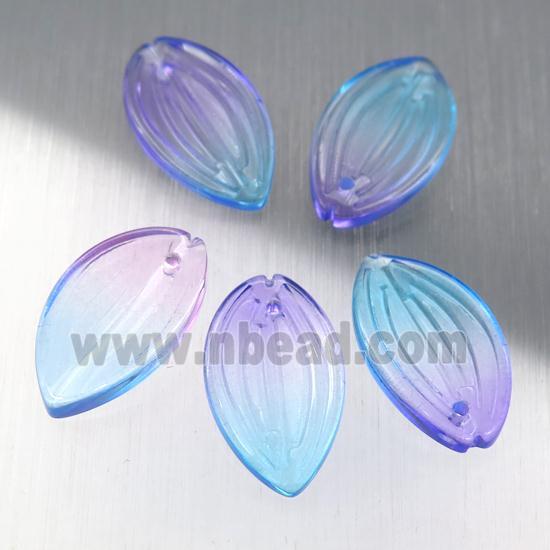 blue crystal glass petal beads