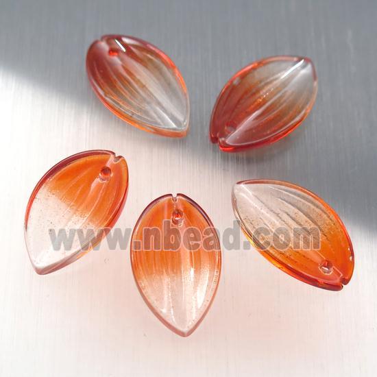 orange crystal glass petal beads