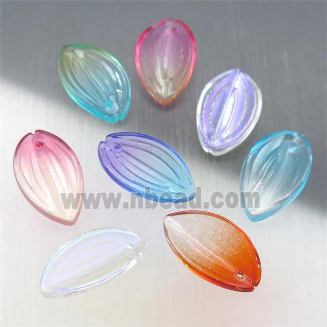 crystal glass petal beads, mixed color