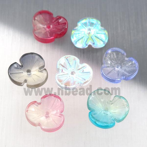 crystal glass clover beads, mixed color