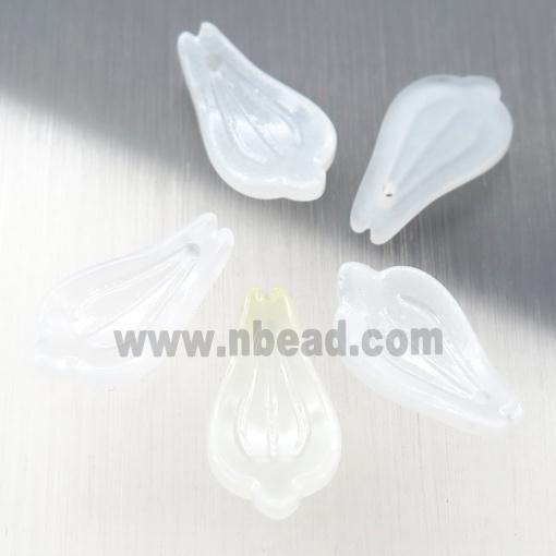 white matte jadeite glass petal beads