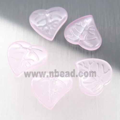 pink jadeite glass leaf beads