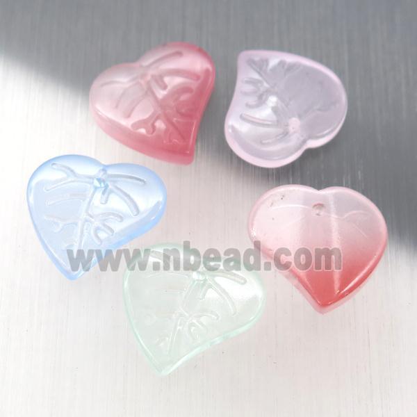 jadeite glass leaf beads, mixed color