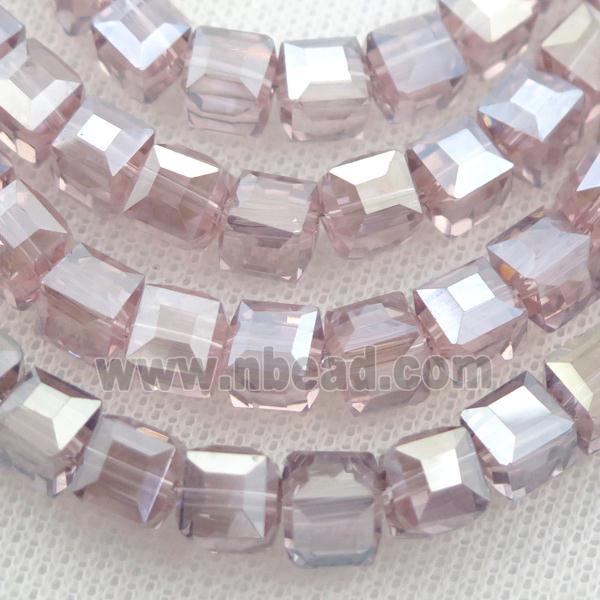 lt.purple Chinese Crystal Glass Beads, faceted cube
