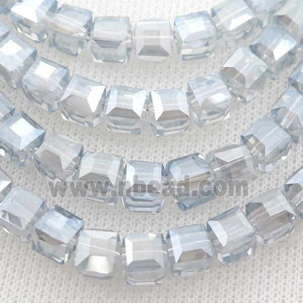 bluegray Chinese Crystal Glass Beads, faceted cube