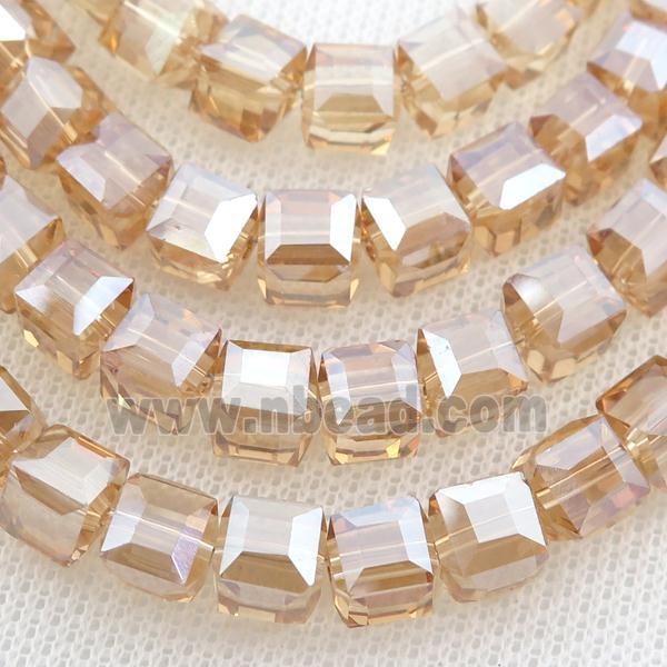 gold champagne Chinese Crystal Glass Beads, faceted cube