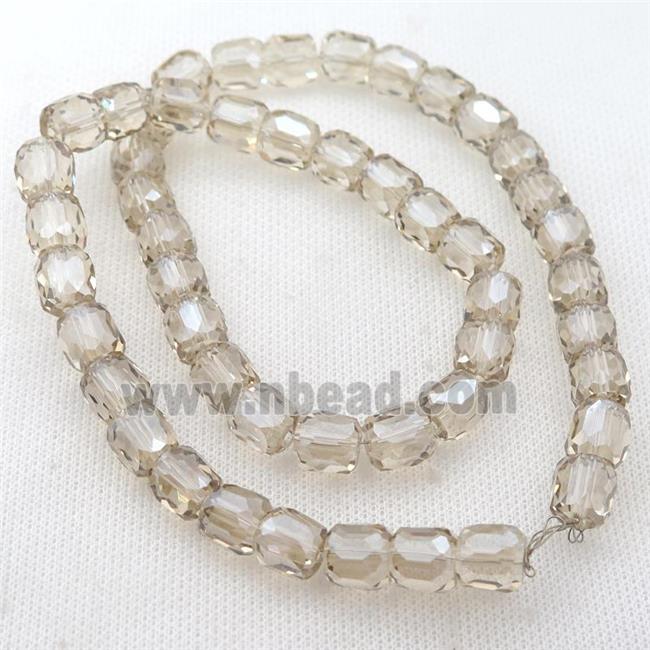 champagne Crystal Glass barrel beads, faceted