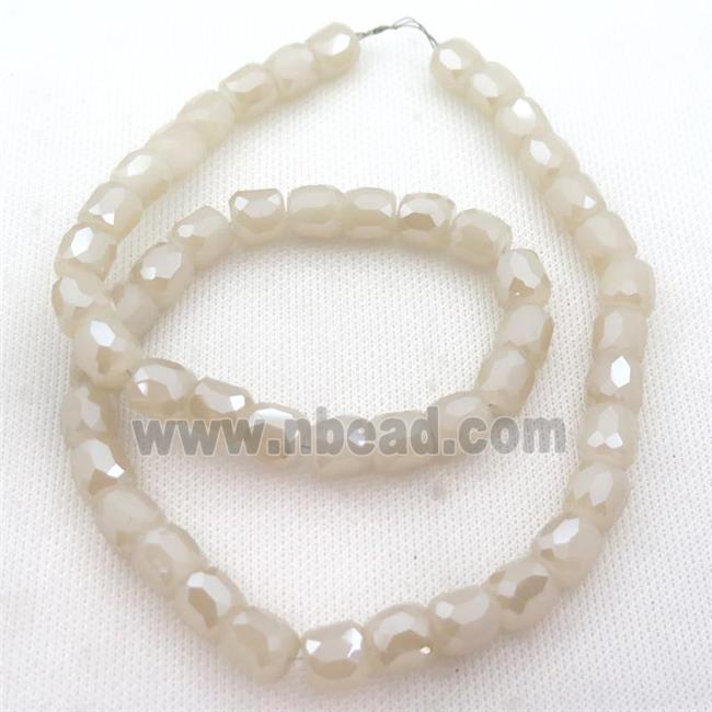 Jadeite Glass Beads, faceted barrel
