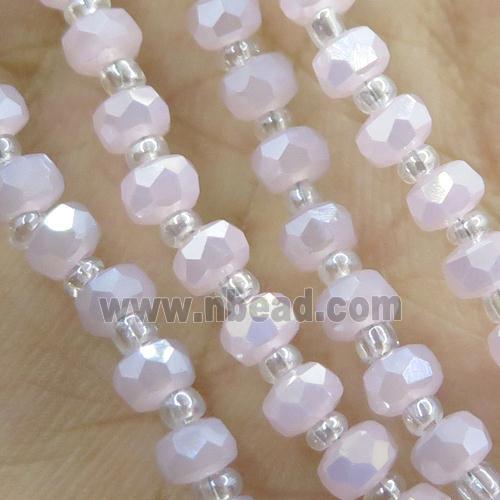 pink Jadeite Glass Beads, faceted rondelle