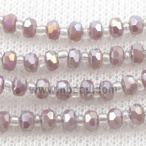 purple Jadeite Glass Beads, faceted rondelle