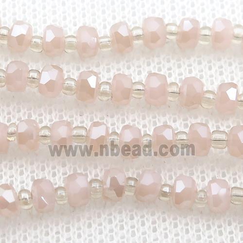 peach Jadeite Glass Beads, faceted rondelle