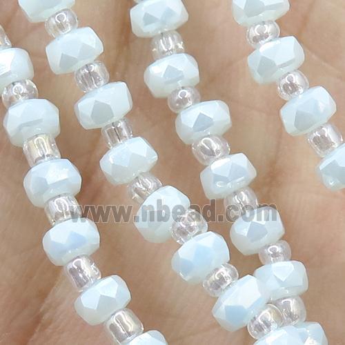 milk white Jadeite Glass Beads, faceted rondelle