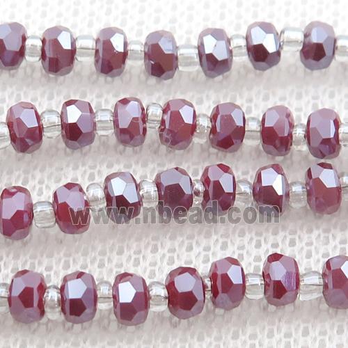red Jadeite Glass Beads, faceted rondelle