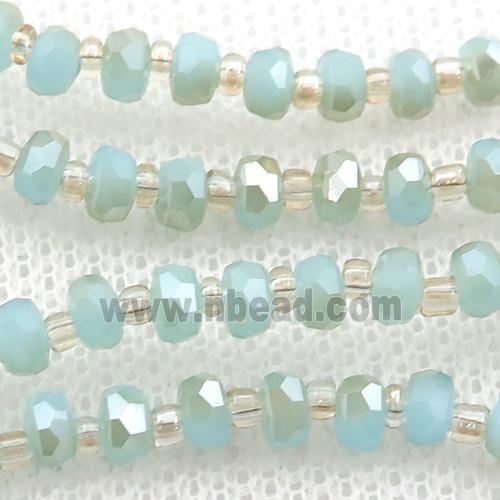 blue Jadeite Glass Beads, faceted rondelle