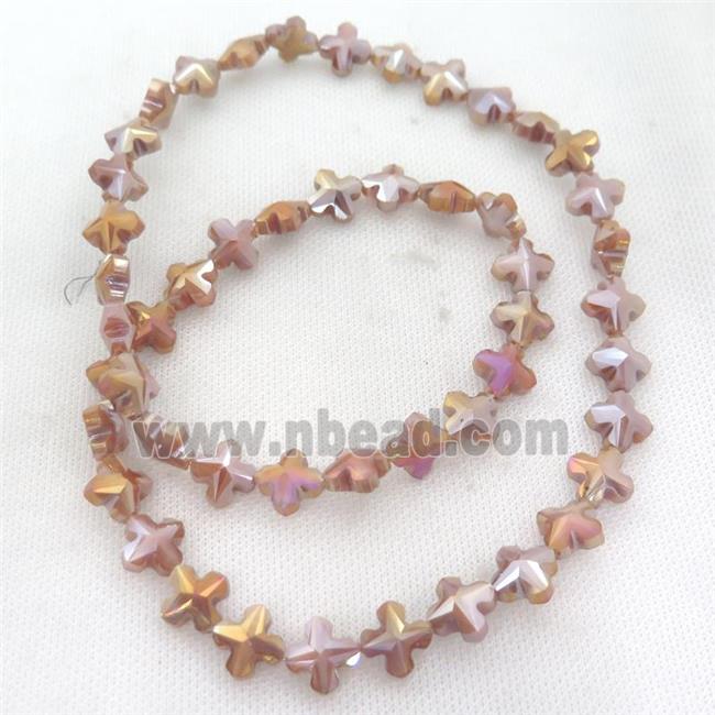 peach Crystal Glass cross Beads