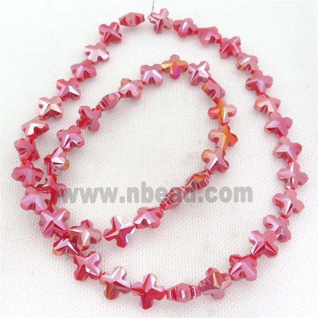 red Crystal Glass cross Beads