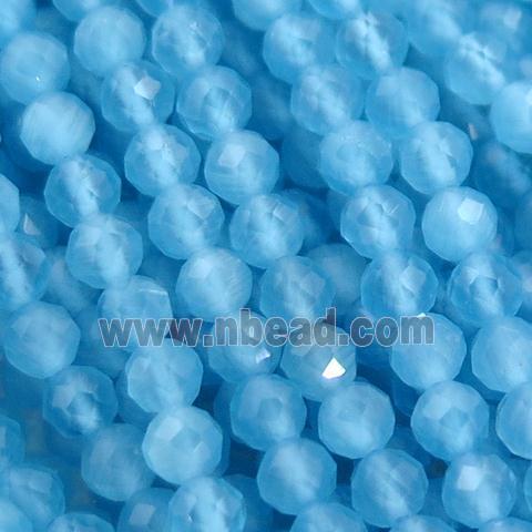 blue Cat eye stone Beads, faceted round