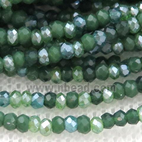 green Jadeite Glass beads, faceted rondelle