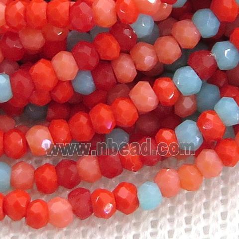 red Jadeite Glass beads, faceted rondelle