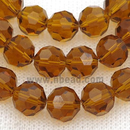ambercoffee Crystal Glass Beads, faceted round