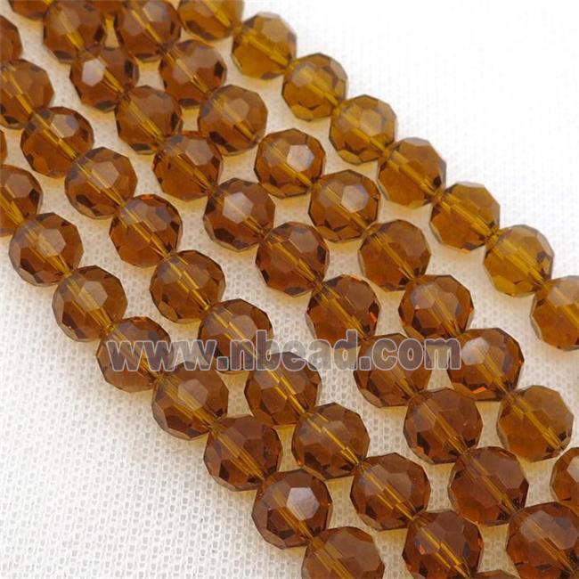 ambercoffee Crystal Glass Beads, faceted round