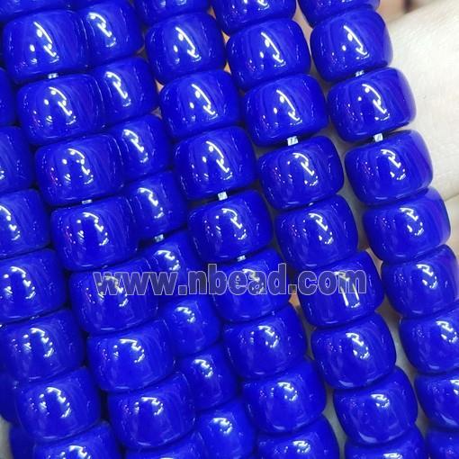 blue Jadeite Glass beads, barrel