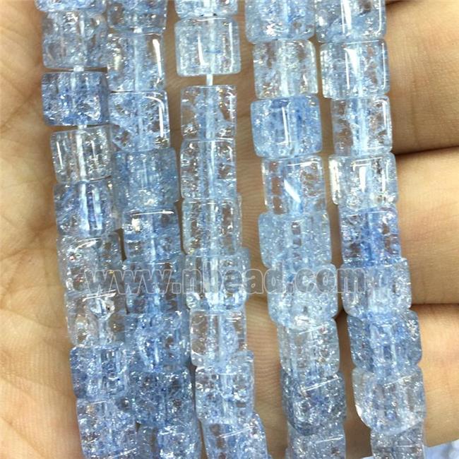 lt.blue Crackle Crystal Glass cube beads