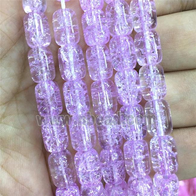 lt.lavender Crackle Crystal Glass barrel beads