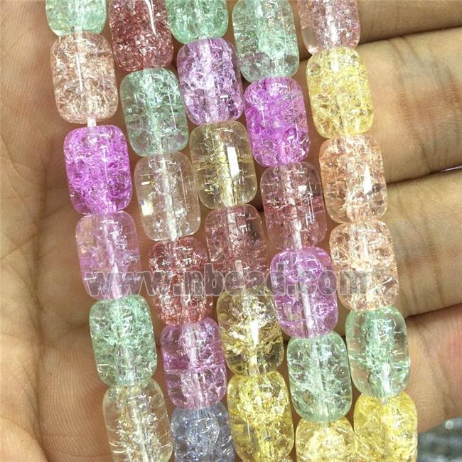 Crackle Crystal Glass barrel beads, mixed