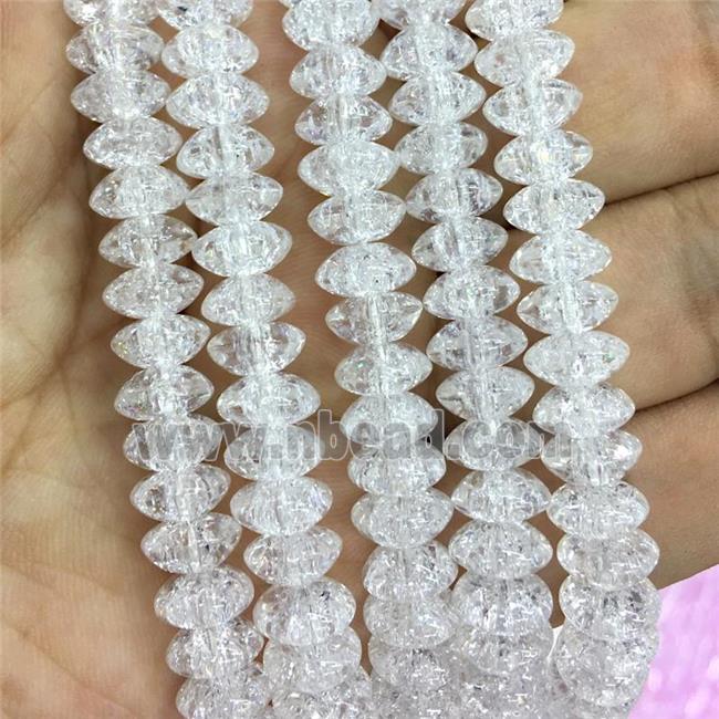 white Crackle Crystal Glass bicone beads
