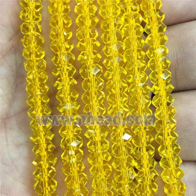 gold Crystal Glass beads, faceted rondelle