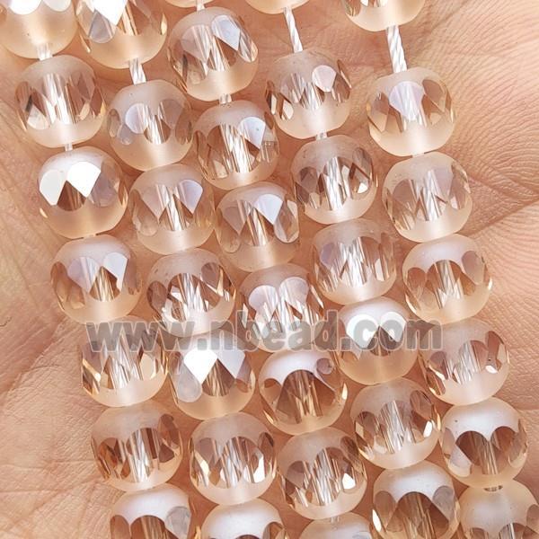 Crystal Glass beads, faceted round, gold champagne electroplated