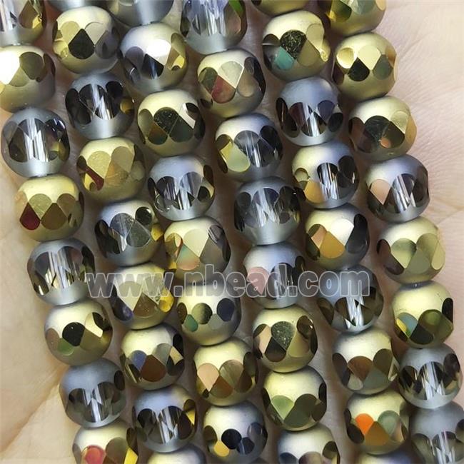 Crystal Glass beads, faceted round, half gold electroplated