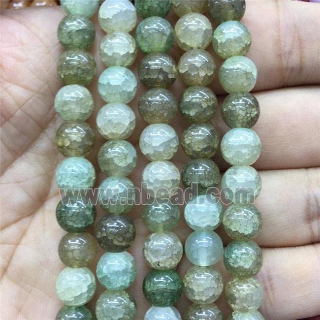 lt.green Crackle Glass round Beads
