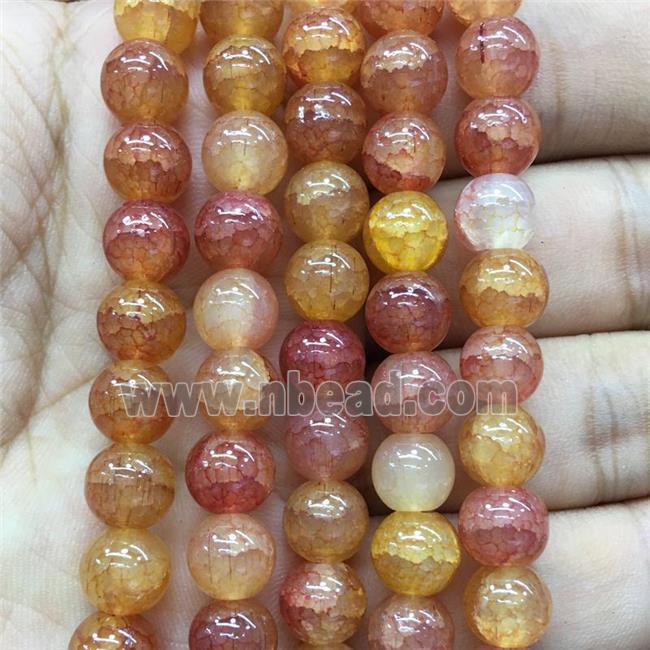 orange Crackle Glass round Beads