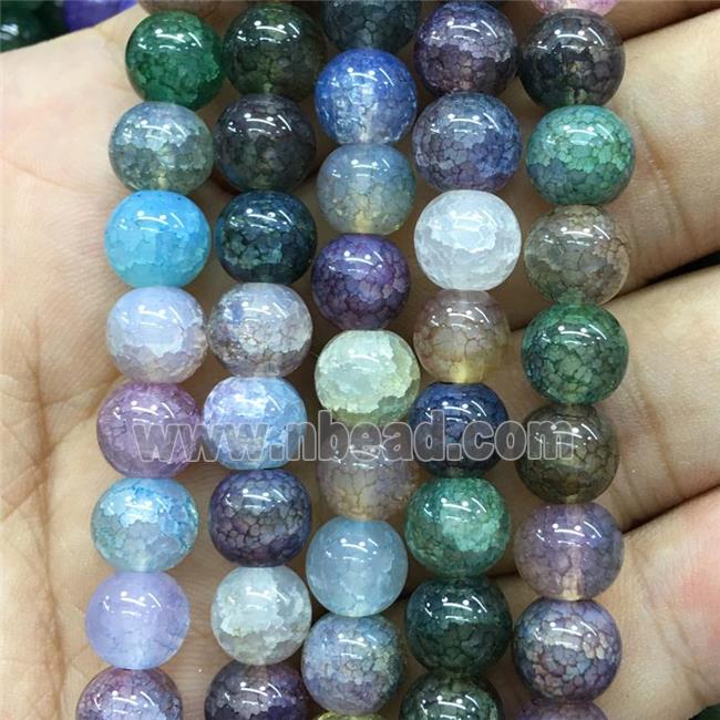 mix color Crackle Glass round Beads