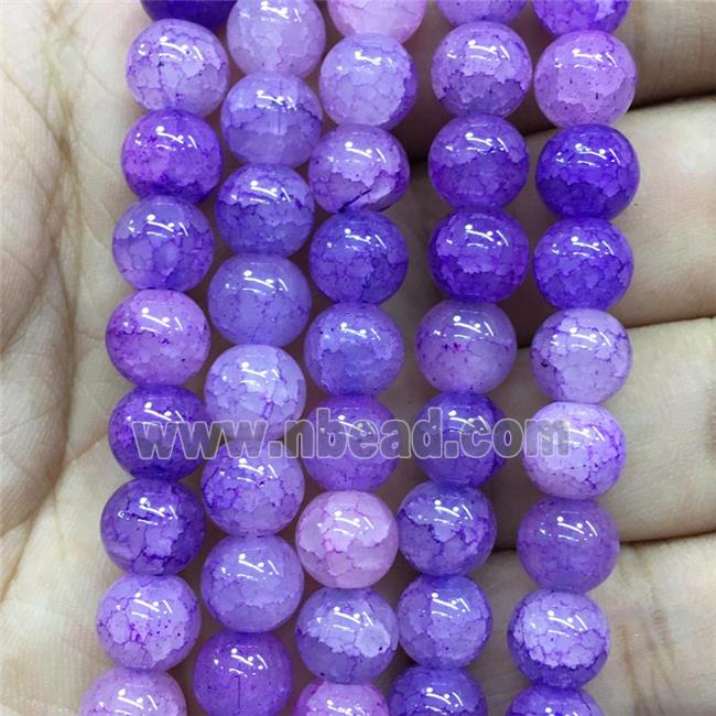 lilac Crackle Glass round Beads