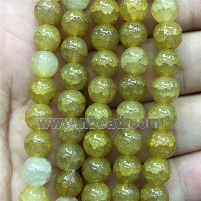 olive Crackle Glass round Beads