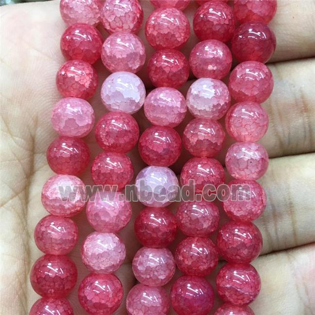 red Crackle Glass round Beads