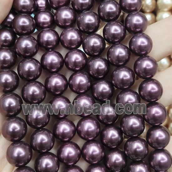 purple Pearlized Glass Beads, round