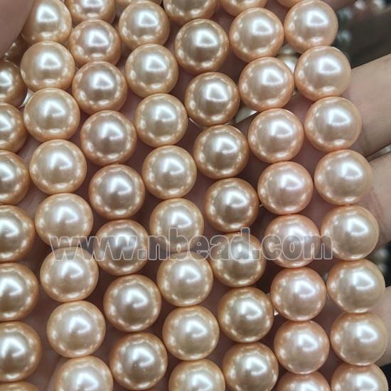 peach Pearlized Glass Beads, round