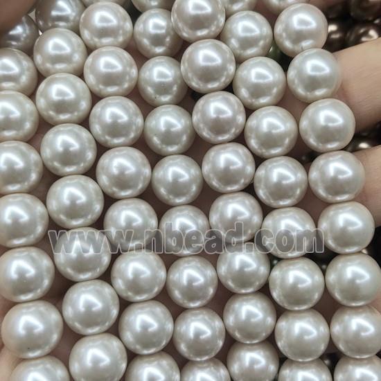 round Pearlized Glass Beads, creamWhite