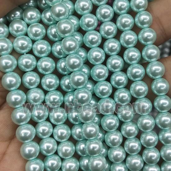 mintGreen Pearlized Glass Beads, round