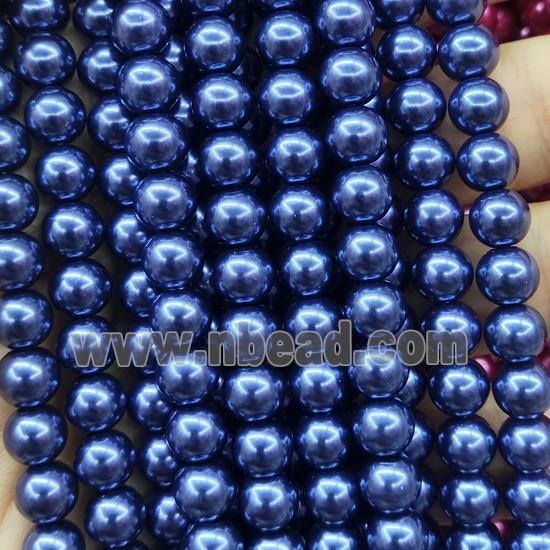 royalBlue Pearlized Glass Beads, round